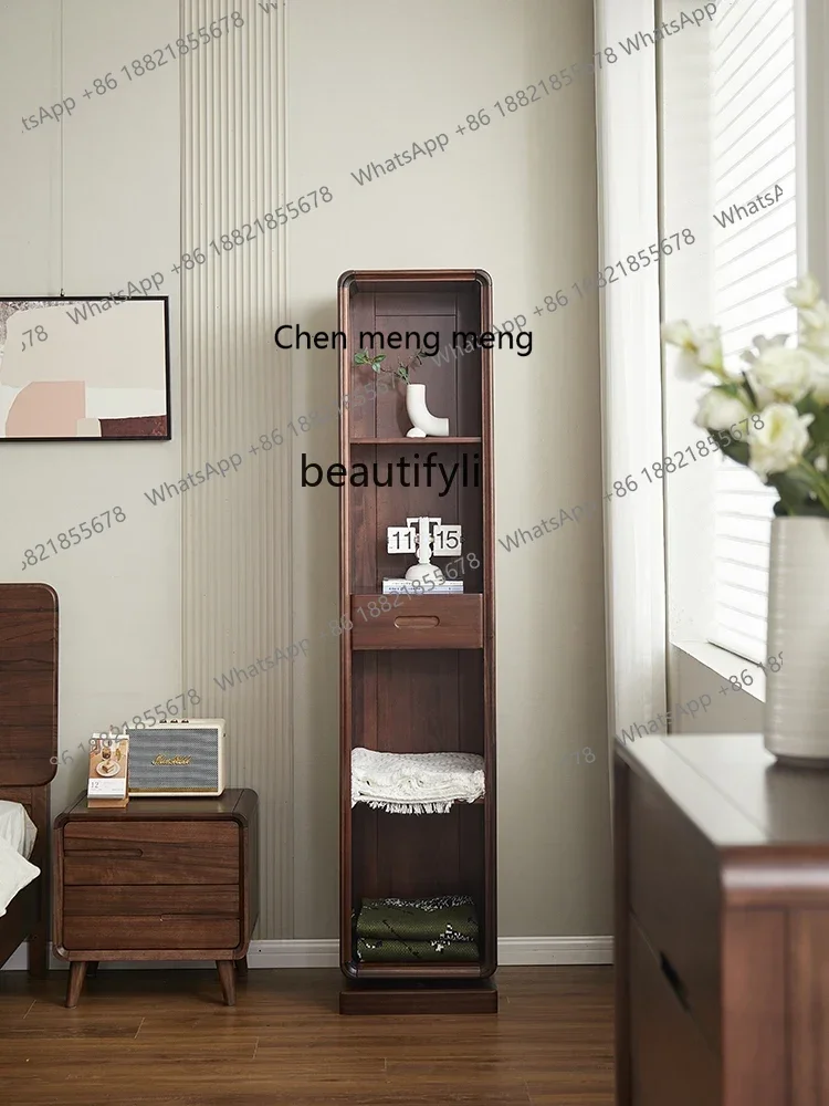 

walnut full-length mirror simple rotating household solid wood full-body floor mirror multi-functional storage cabinet H