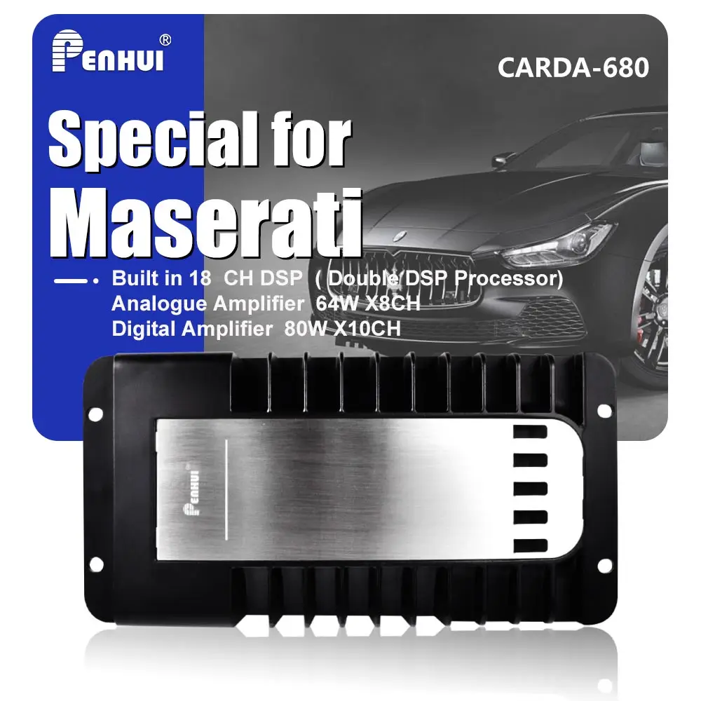 1200W 18CH Car DSP Amplifier for Maserati audio upgrading Optical input with 8 CH RCA and 18CH Speaker output two DSP Processor