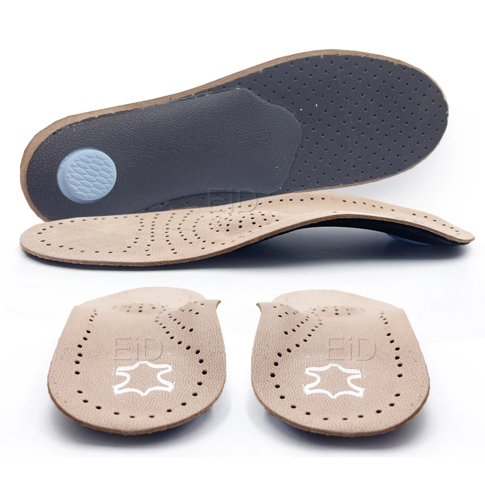 EiD – semelle orthopédique en cuir véritable, semelle orthopédique plate pour la santé des pieds, pour chaussures, insertion de Support de voûte plantaire pour fasciite plantaire