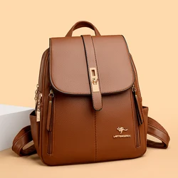 Winter 2024 New Women Leather Backpacks Fashion Shoulder Bags Female Backpack Ladies Travel Backpack School Bags For Girls Sac
