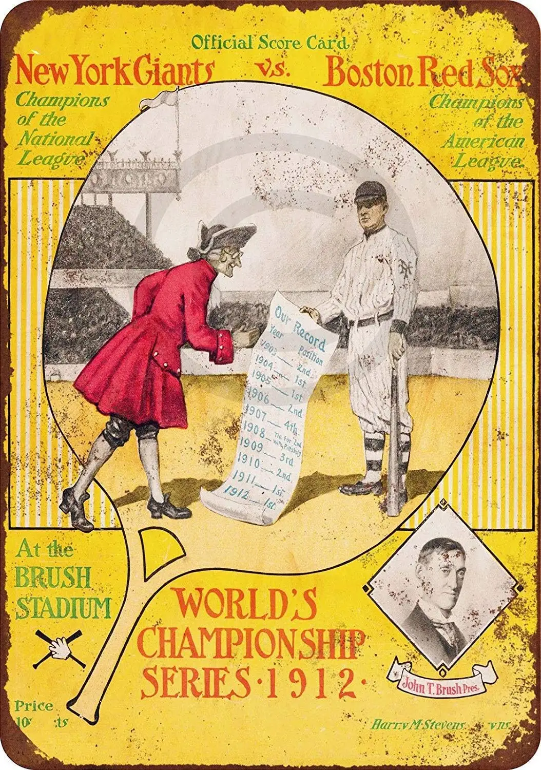 

Isaric Tin Sign 1912 World Series Giants vs. Red Sox Reproduction Metal Sign 8 x 12