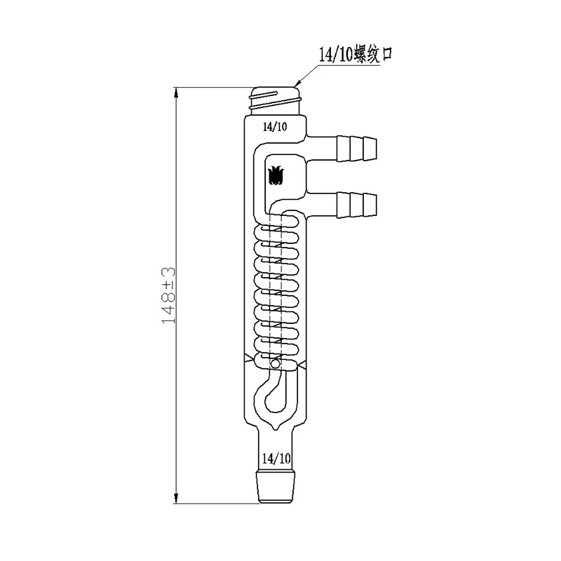 SYNTHWARE Micro snake condenser, Thread joint 14/10, CONDENSER, COIL REFLUX, Borosilicate glass, C321410