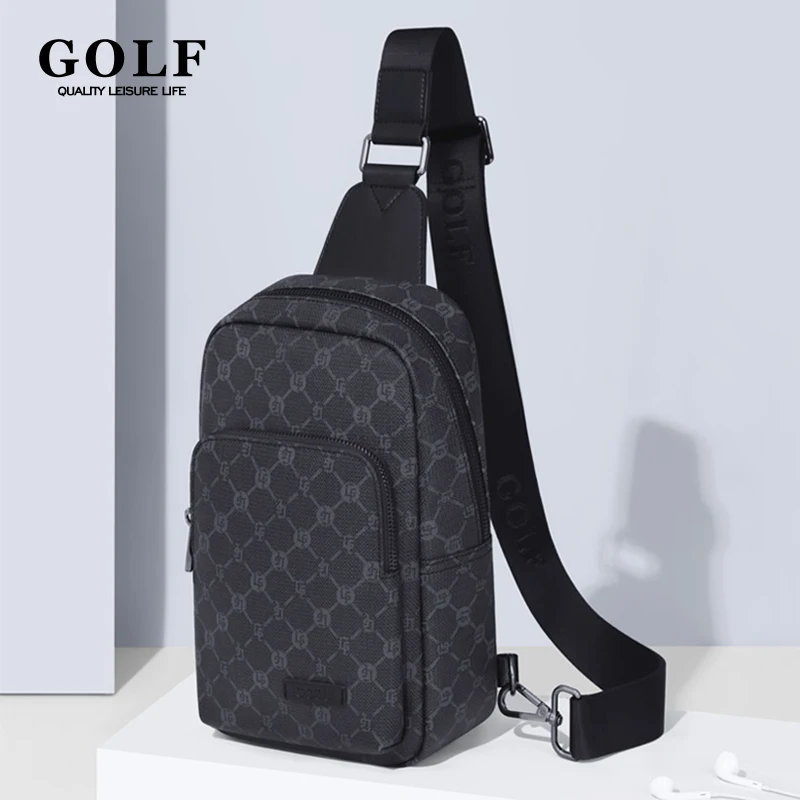 GOLF Men Chest Bags Luxury Designer Leather Vintage Shoulder Bag Man Waterproof Business Style Cross Bag Anti Theft Lightweight