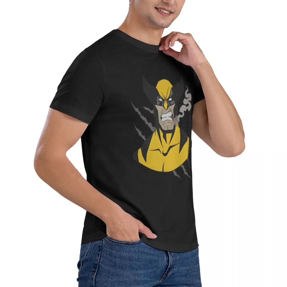 Wolverine_4 T-Shirt Men Deadpool And Wolverine Cool Pure Cotton Tees Crewneck Short Sleeve T Shirt Unique Clothing