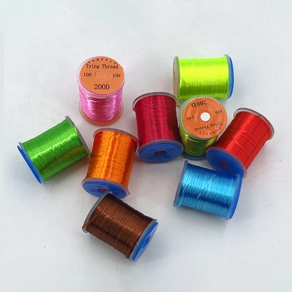 100 Yards 200D Hervorgehobener Fliegenbinde-Faden zum Binden von Nymphen, Streamern, Bass- und Forellenködern – Fliegenbinde-Material – Detail 6