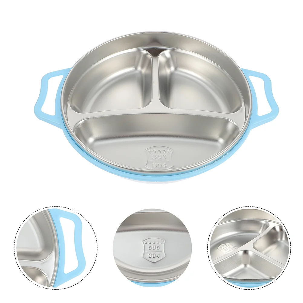 

Compartment Plate Food Baby Plates Control Tray Stainless Steel Dishes Children for Home Toddler