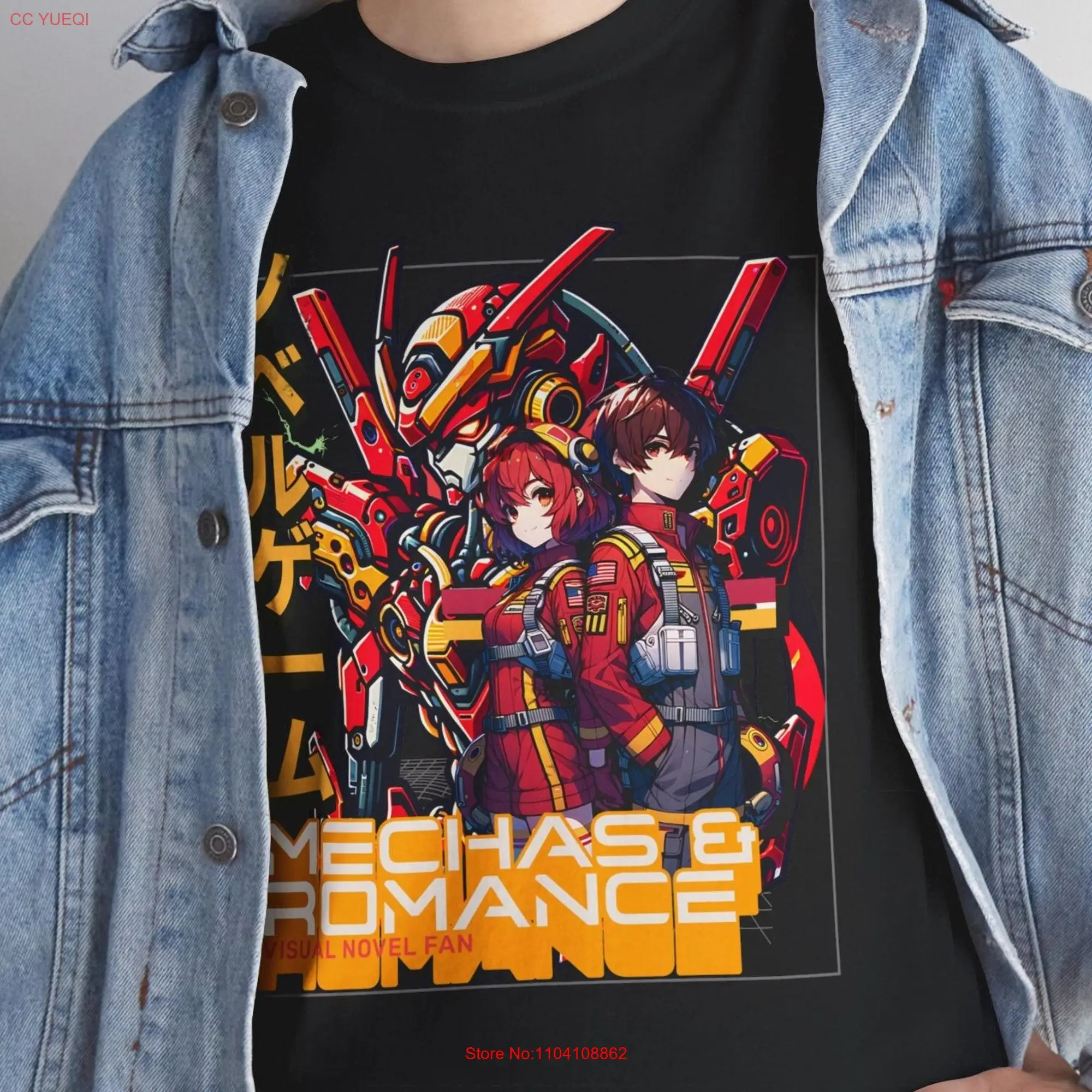 Романтичная ретро-футболка Mechas с визуальным романом, с длинным или коротким рукавом