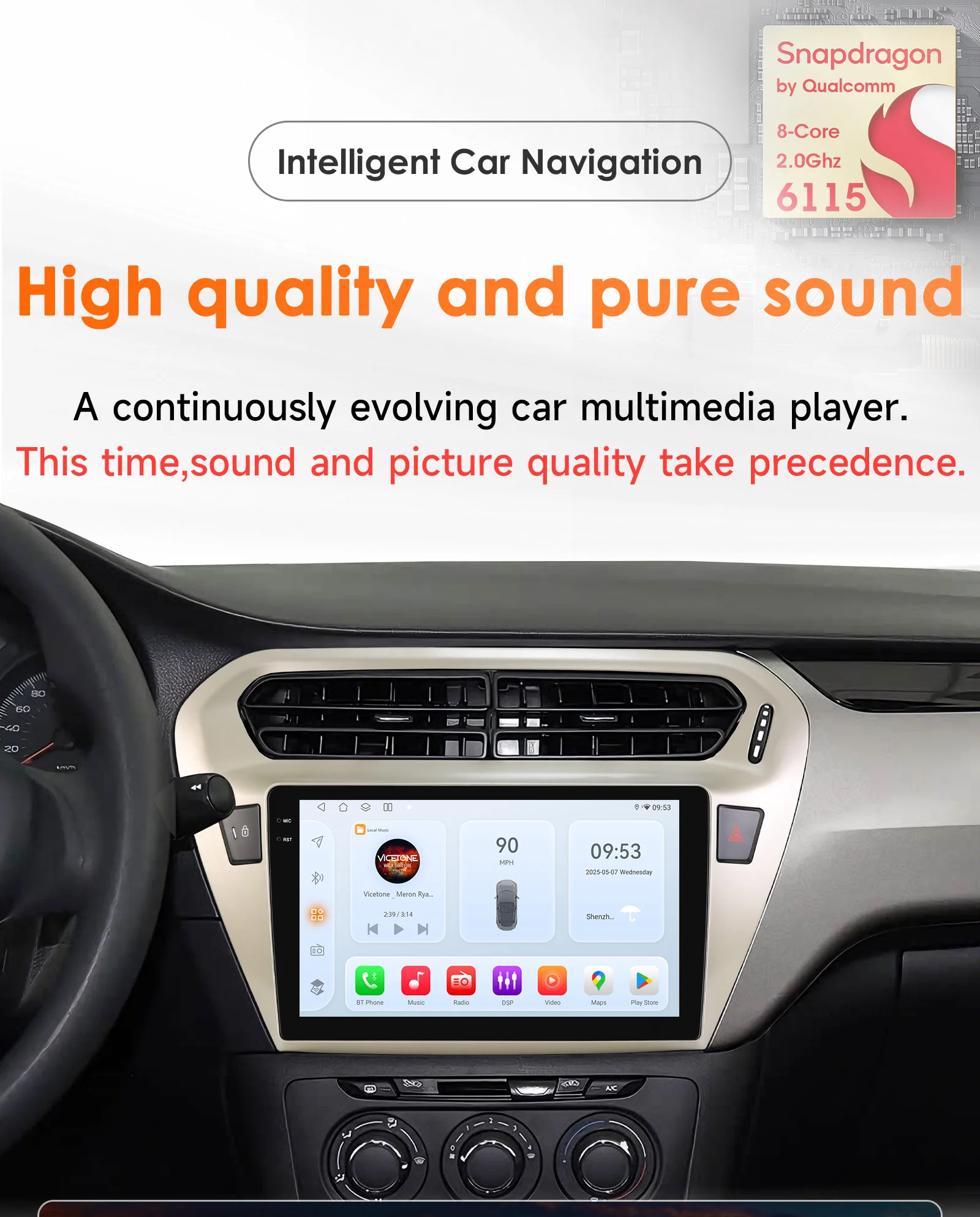 

Автомобильный радиоприемник Snapdragon 8Core Carplay Android 14 для Peugeot 301 Citroen Elysee 2013-2018, мультимедийный GPS-стерео, экран камеры 360