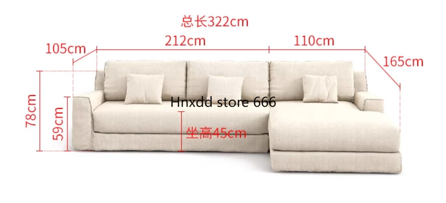 Cream style fabric sofa cotton and linen living room corner 7-shaped sofa