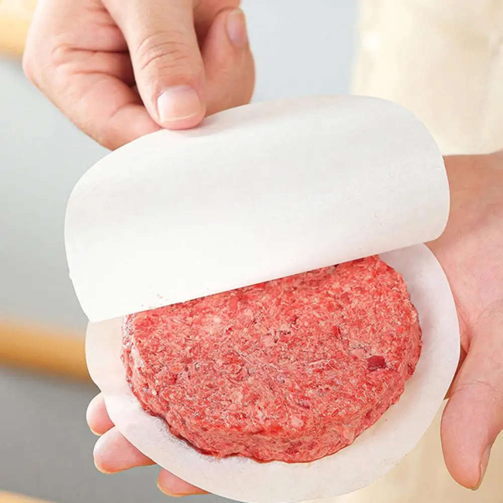 Oven Safe Greaseproof Paper Non-stick Patty Paper Non-stick Hamburger Patty Paper 100pcs Round Wax Parchment Sheets for Burger