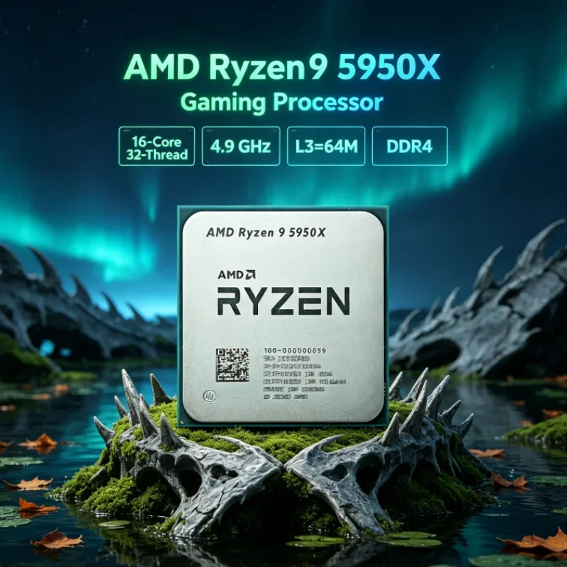 AMD Ryzen 9 5950X 16-Core 32-Thread Gaming CPU L3=64M DDR4 UP to 4.9GHz 105W 3.4 GHz Socket AM4 but without cooler