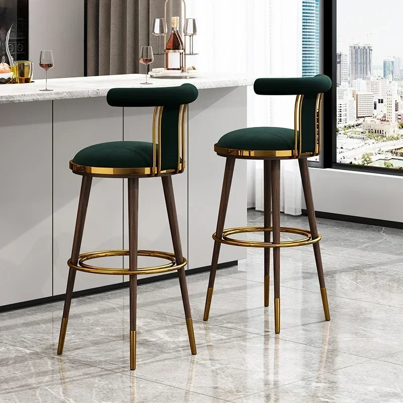 Nordic Light Luxury Stylish Bar Stool Chair Modern European Gold Bedroom Vintage Designer Bancos Para Barra De Cocina Furniture