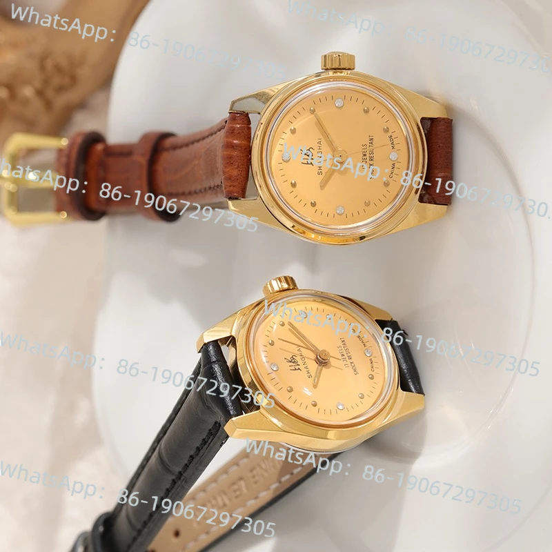 

Old Shanghai State-owned Factory Antique Classic Atmospheric Round Gold Leather Women's Manual Mechanical Watch 1990s