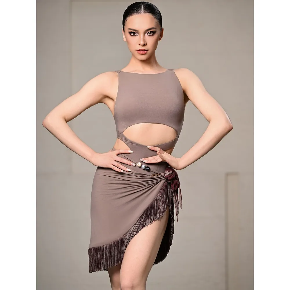 Customized Latin Dance Dress Set for Women Top Skirt Suit Female Stage Cha Cha Samba Dancewear Balloom Performance Clothes