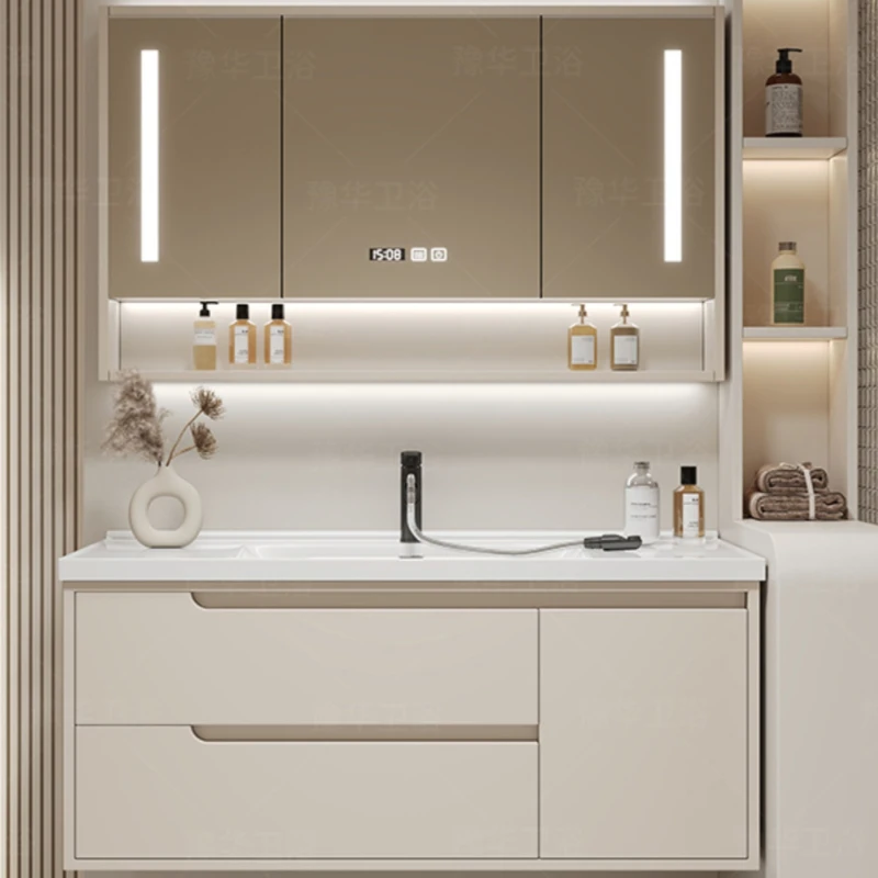 Bathroom Storage Cabinet White Washbasin Column Space Saving Mirror Luxury Kit Mirrors Shelf Wall Pharmacy Vanity Sink Towel Mdf