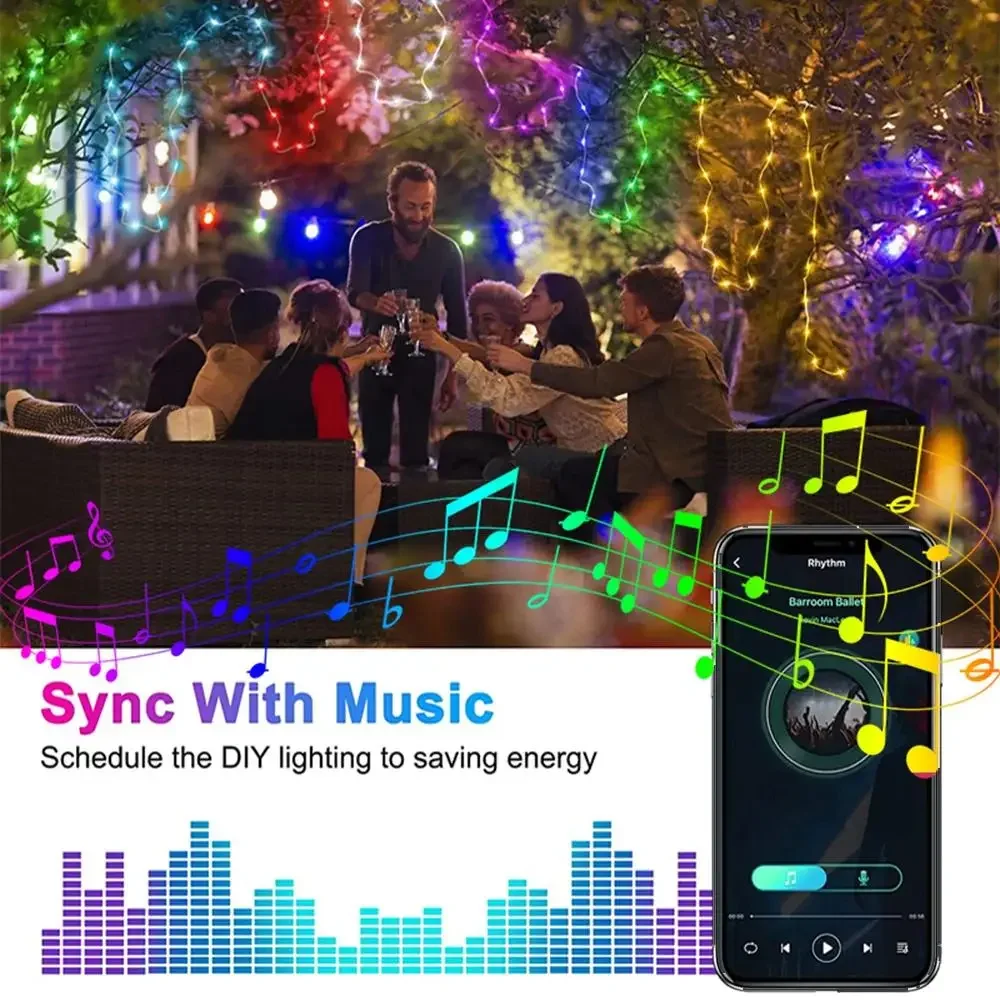 Guirnalda de luces Led USB de 20M, controlador de aplicación inteligente, guirnalda de árbol de Navidad DIY, luces de hadas direccionables RGB, decoración para fiestas al aire libre