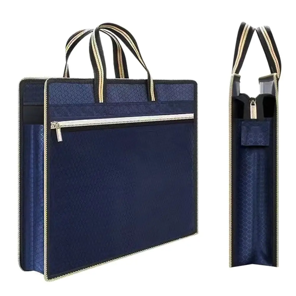 

Fashion A4 Documents Bag Waterproof Portable Briefcase Double Zipper Oxford Data Document Bag
