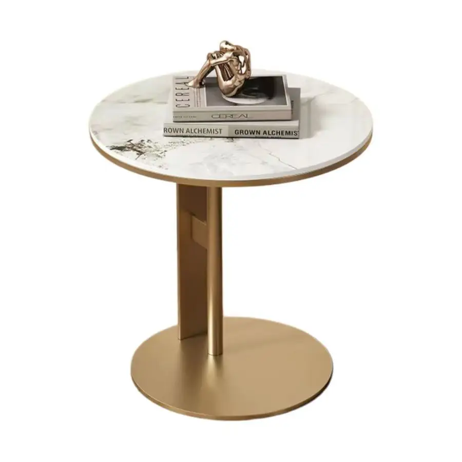 #Mobile Round Sintered Stone Side Table for Living Room Sofa Corner & Bedroom
