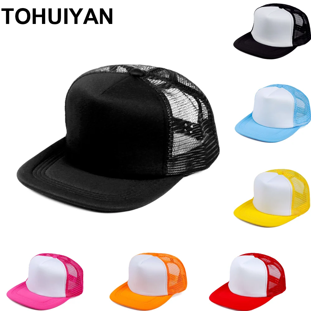 

TOHUIYAN Wholesale Solid Foam Baseball Cap Men Casual Gorras Snapback Hat Women Summer Mesh Trucker Caps Headwear Hip Hop Hats