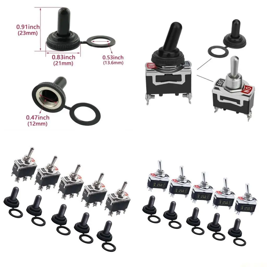 

12V Waterproof Toggle Switches with Anti Rotation Design 15A 250VAC Strong Control Switches for Yacht Car Applications