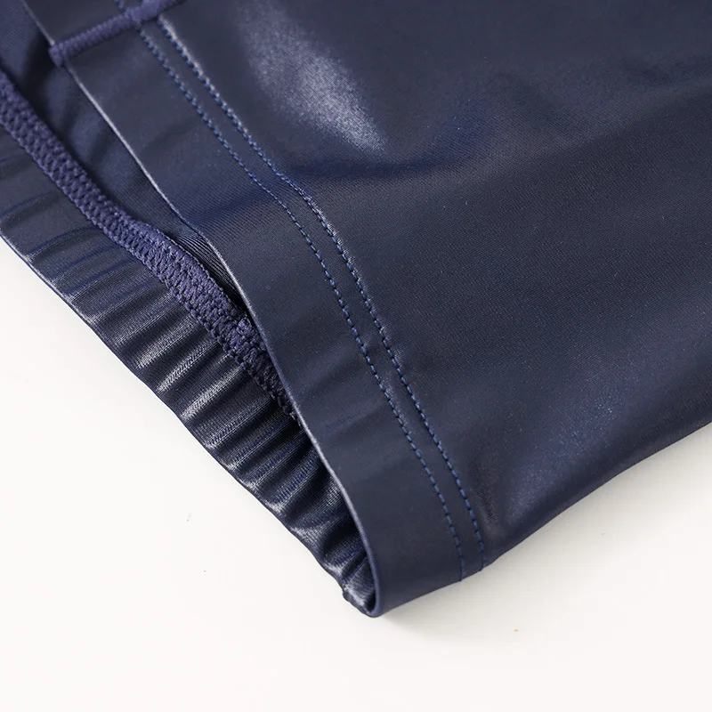 Men's Boxers Pu Leather Panties High Elastic U Convex Pouch Lingerie Underpants Thin Breathable Boxers Bikini Slip Homme - view 6