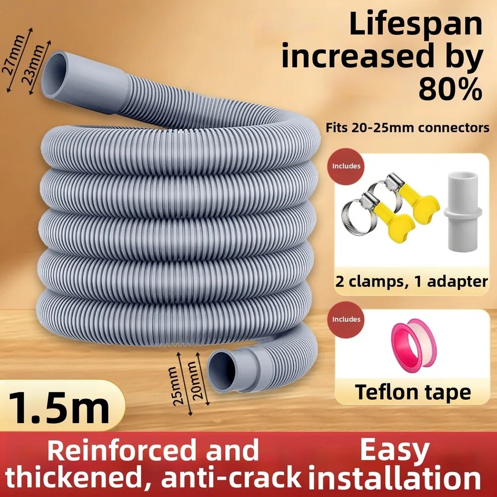 Drain Hose Extension for Washing Includes Adapter U-Shaped Support and Two Clamps 100 25 25 cm Option Drain Hose