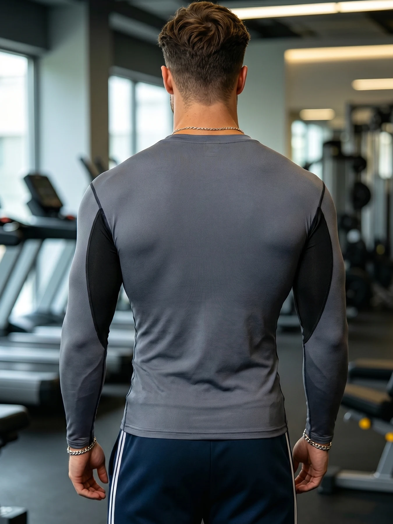 Men Fitness Compression Long Sleeve T-Shirt Color Splicing Patchwork GYM Warriors Letter Print Slim Fit Quick Dry Breathable