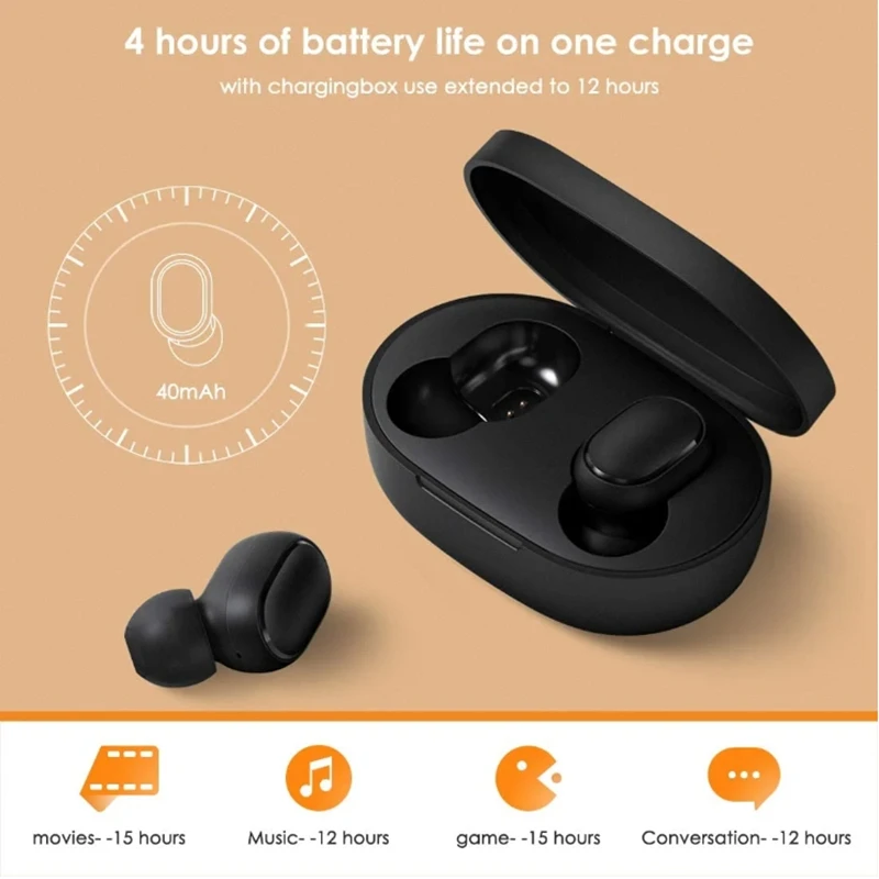 Xiaomi Redmi Airdots 2 سماعة بلوتوث لاسلكية مع ميكروفون سماعات أذن Fone سماعات بلوتوث لاسلكية