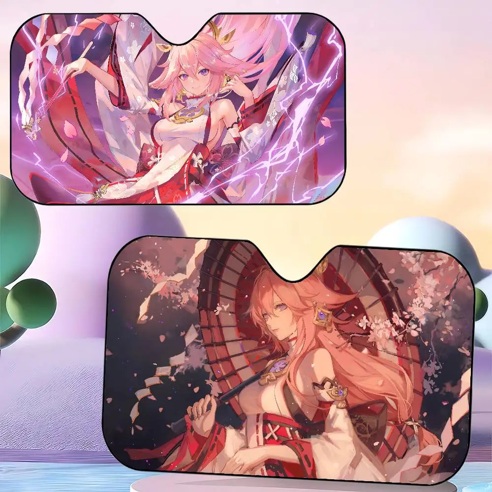 جينشين إمباكت ياي ميكو مظلة للسيارة زجاج أمامي عالمي واقي من الشمس قابل للطي #4