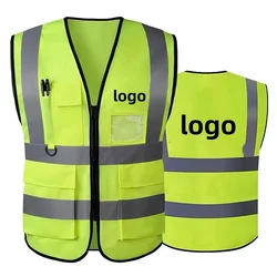 Chaleco de seguridad reflectante con logotipo impreso personalizado, chaleco de malla transpirable, traje fluorescente protector de gran tamaño para tráfico