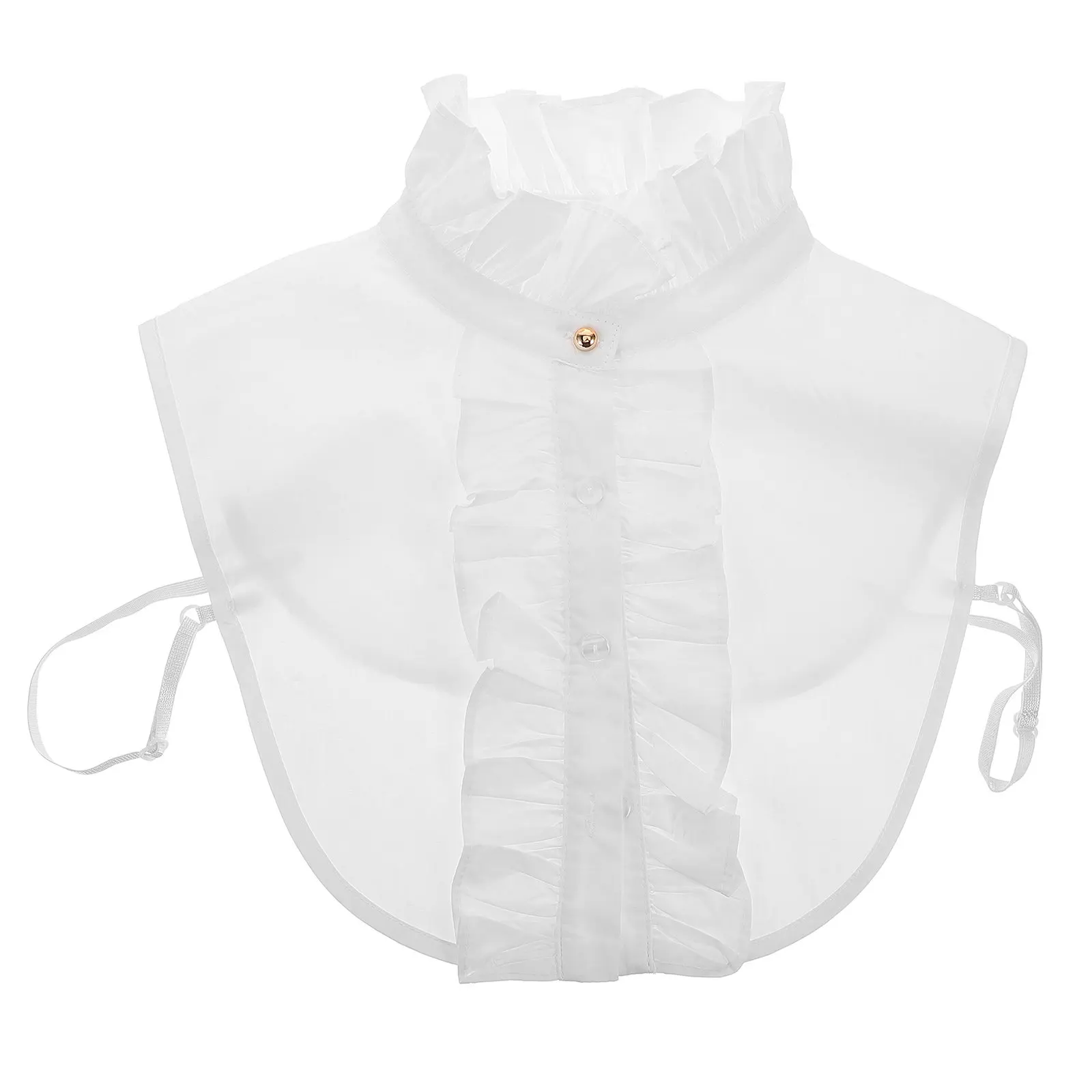 Elegant Detachable Collar for Women Vintage British Style Pleated Stand Neckline Fake Shirt Collar White Decorative