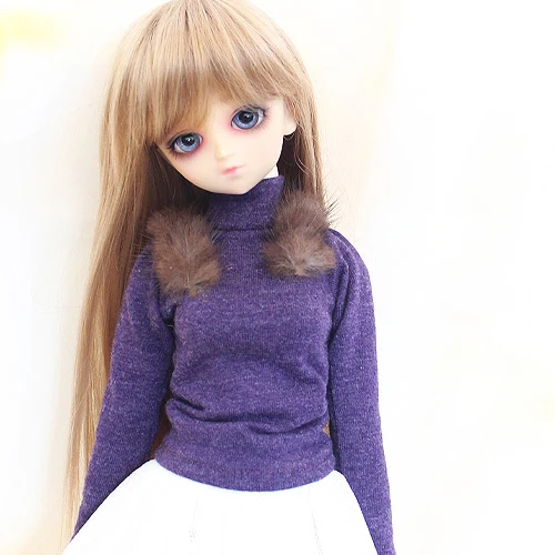 D04-B349 Children handmade toy BJD/SD doll clothes 1/4 1/3 Purple high neck bottom shirt 1pcs