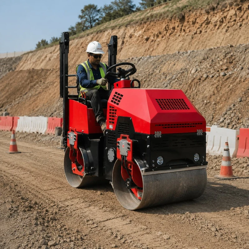 Double Drum Vibratory Road Roller Compactor Heavy Duty Construction Equipment Asphalt Finishing Machine Diesel Engine Customized