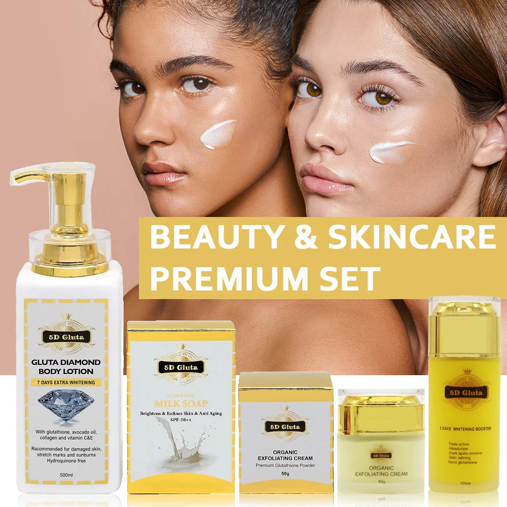 5D Gluta Diamonds Skin Care Set Lightening Trivialize Moisturization with glutathione for Dark Skin Female Skincare Series