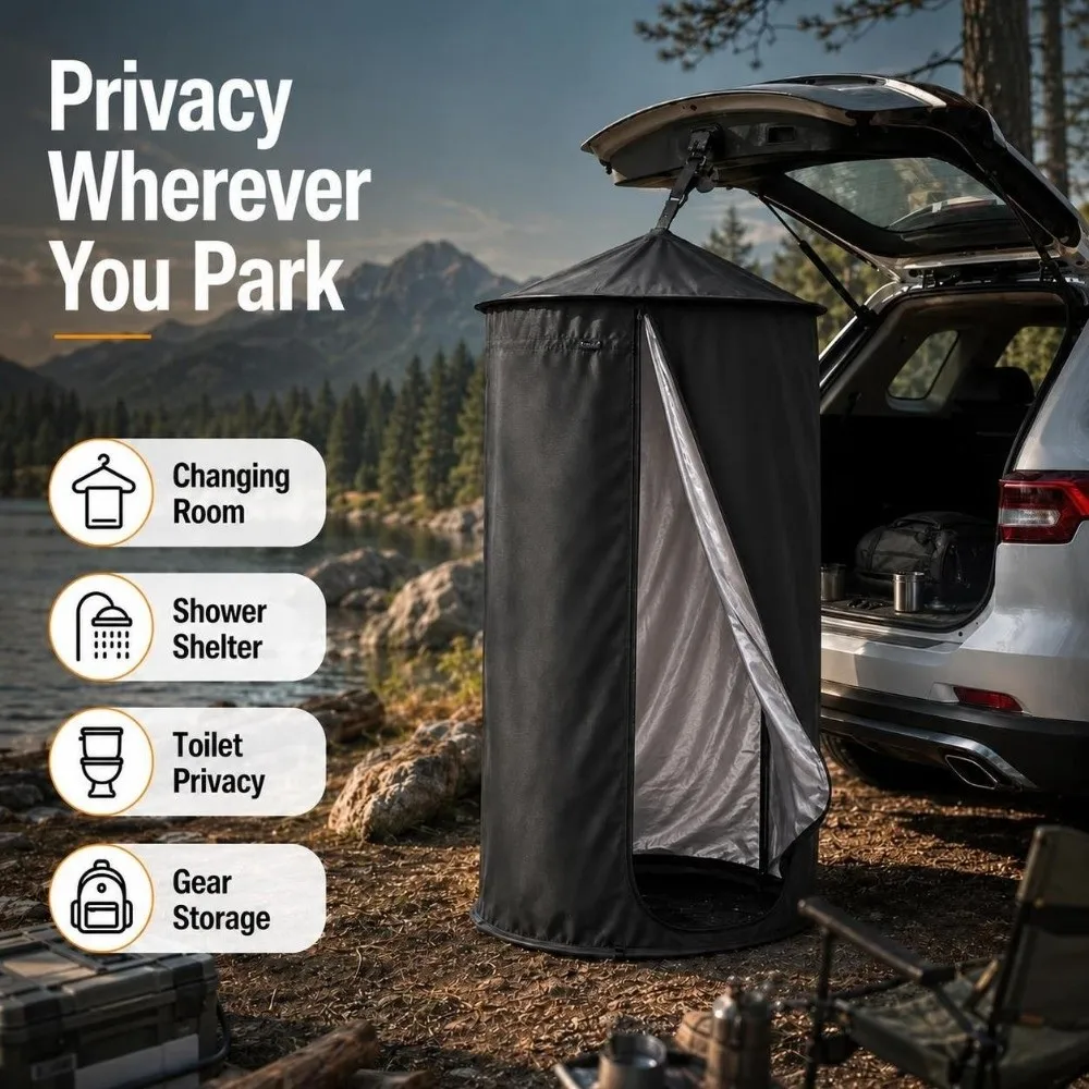 Rear Glass Suction Cup Tailgate Privacy Tent Top and Bottom Can Be Opened Hanging Structure SUV Shower Tent Foldable Design