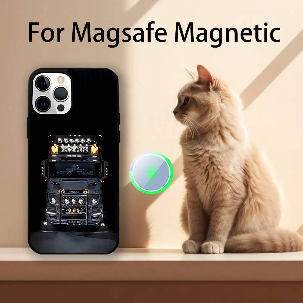 Custodia di ricarica wireless magnetica per auto SA-AB per camion per iPhone 11,12,13,14,15,16,17,Pro,Max,Plus Cover antiurto