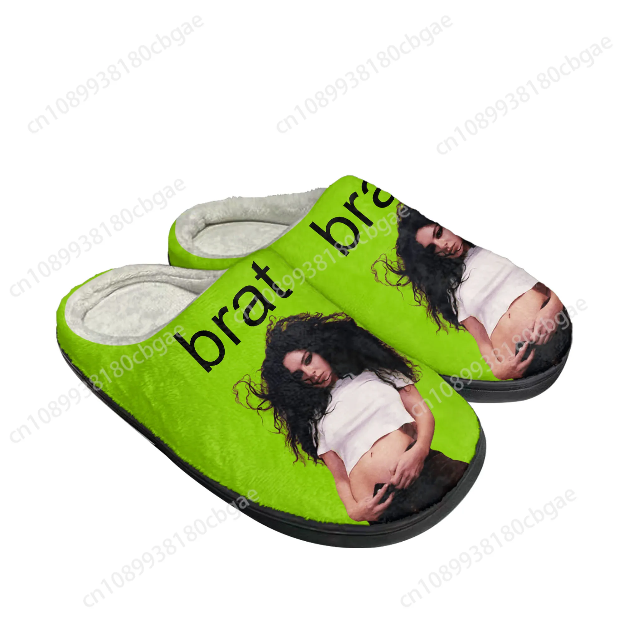 

Brat Album Charli XCX Music Cotton Slippers Mens Womens Teenager Latest Bedroom Plush Shoes Thermal Indoor Flat custom Slipper