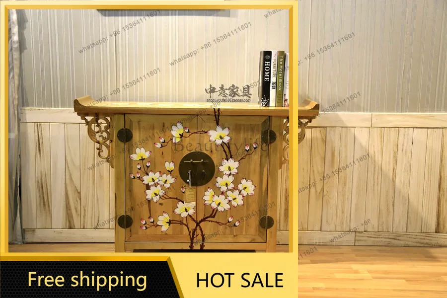 PJ new Chinese classical camphor wood decorative dining side entrance shoe cabinet table