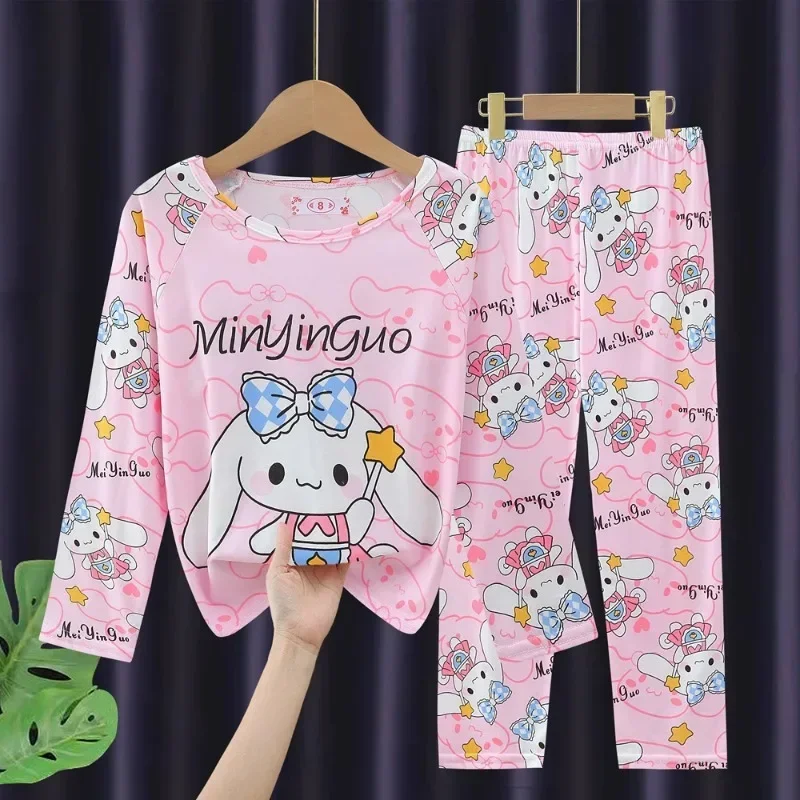 

Sanrio Hello Kitty Kuromi Children's Pajamas Cinnamoroll My Melody Baby Cartoon Anime Kids Set Long Sleeved Loungewear Girls Boy