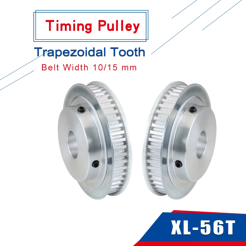 XL 56T Aluminum Pulley BF Shape Teeth Pitch 5.08 mm Bore Size 8/10/12/14 mm Pulley Wheel Belt Width 10/15 mm For XL Timing Belt