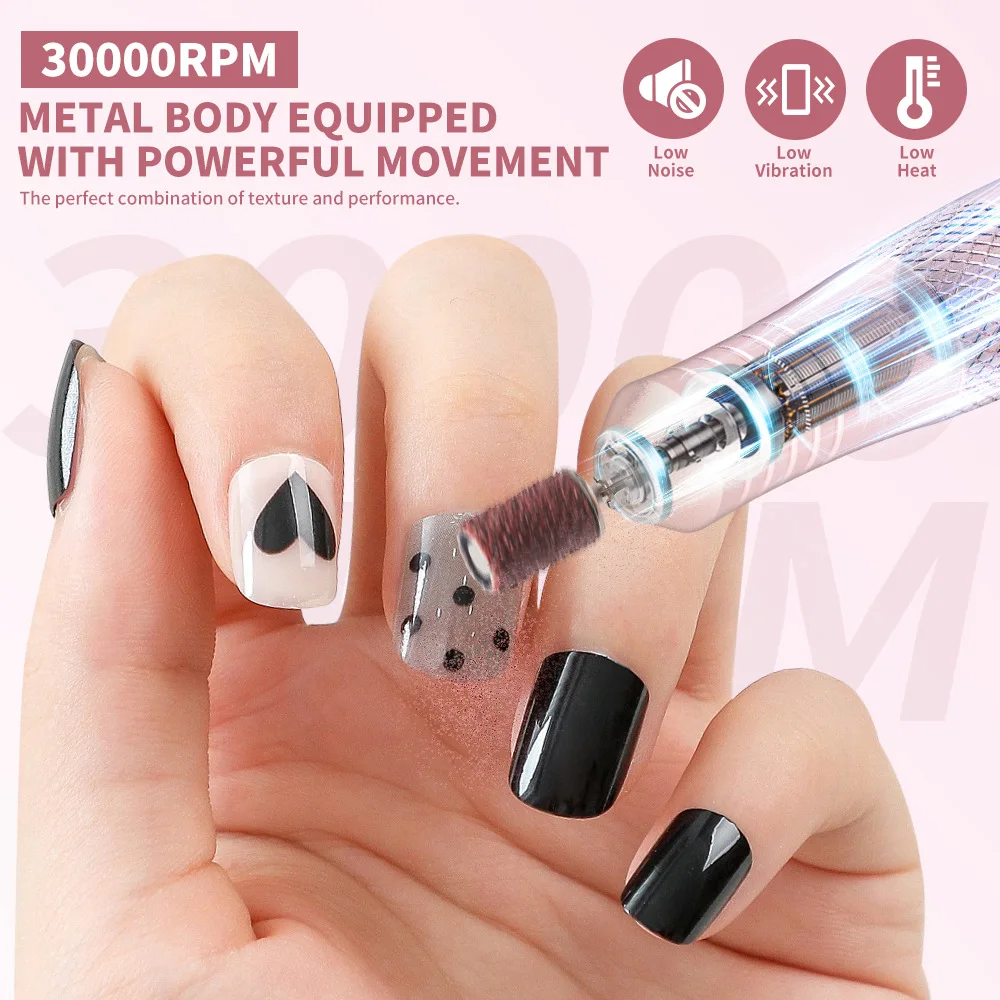 30000 RPM Draagbare Nagelpolijstmachine Speciaal voor Exfoliëren en Manicure Elektrische Nagelpolijstmachine Pen-type Polijsten Manicure Tool