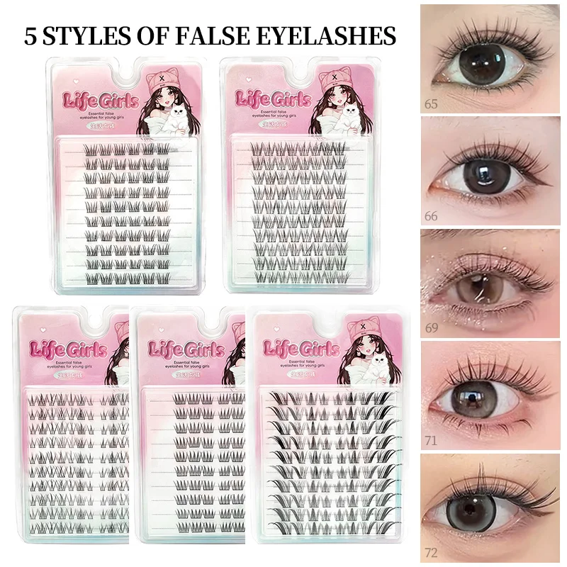 Life Girls Natürliche Manga Fairy Lashes, Unsichtbares Band, Cluster-Wimpern, Fox-Eye-Stil, Künstliche Wimpern für DIY-Verlängerungen