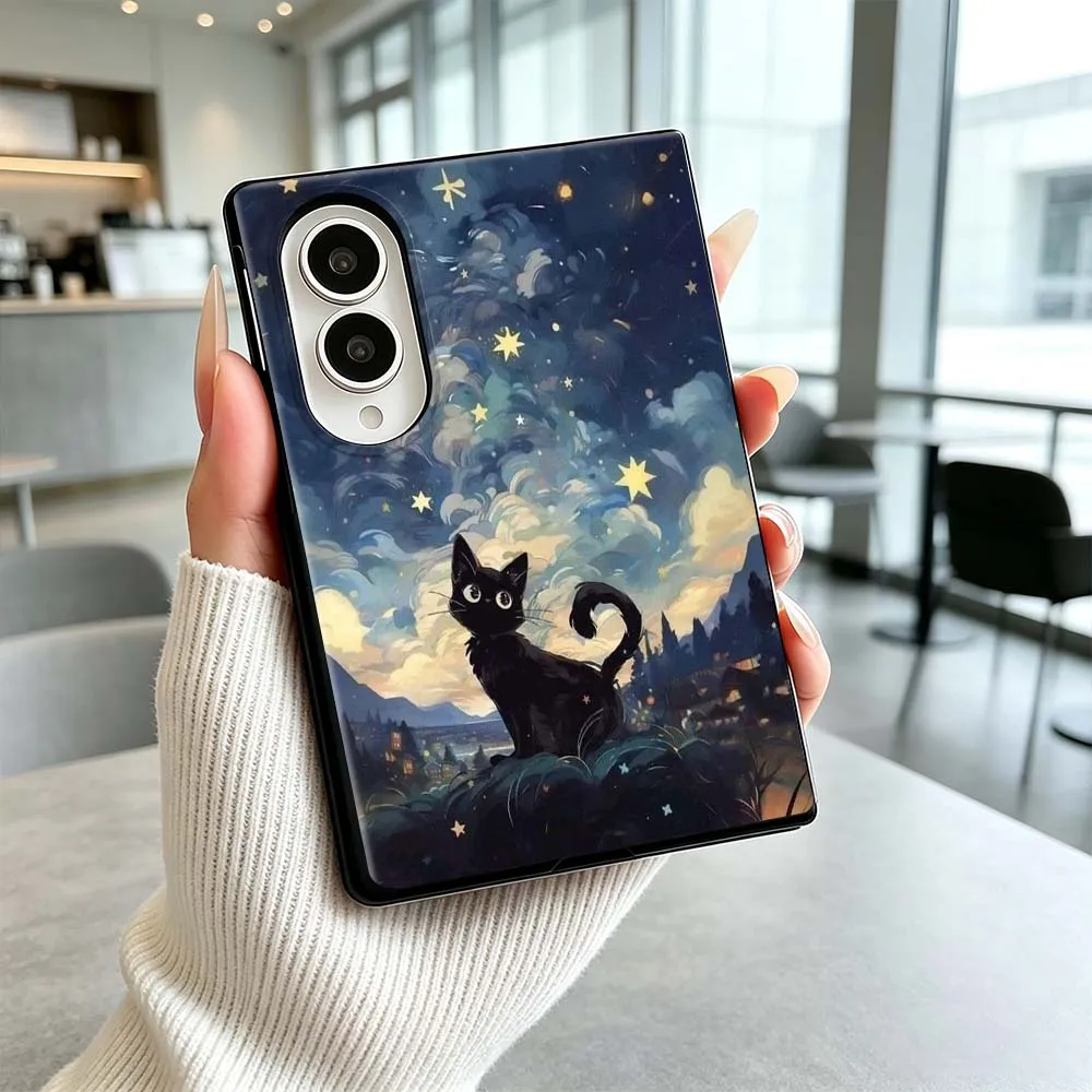 Cartoon Van Gogh Cat Cover Phone Case For Samsung Galaxy Z Flip 8 Z Fold 8 Z Flip8 Wide ZFold Wide Shockproof