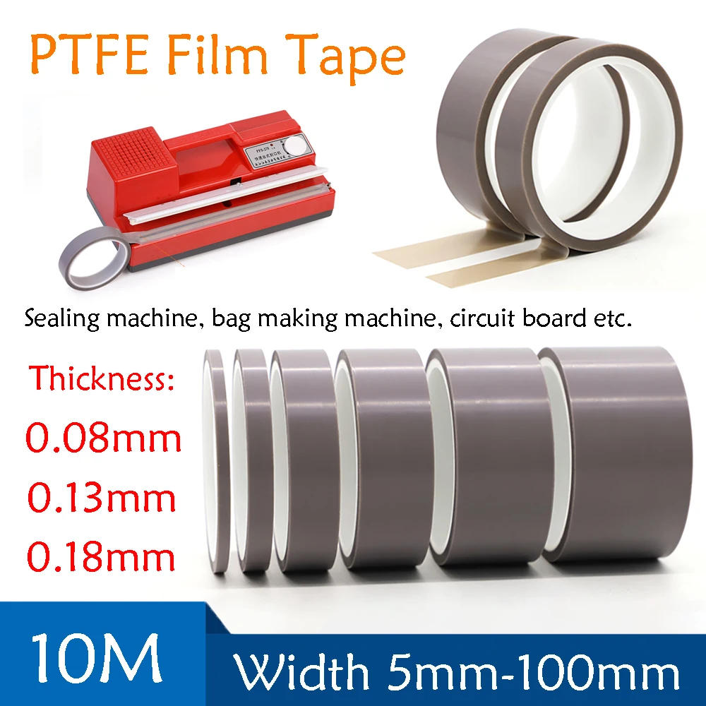 

10M High Temperature Resistance Tape 300℃ PTFE Film Tape Heat Insulation Single Side Adhesive Sealing Machine Waterproof Tapes