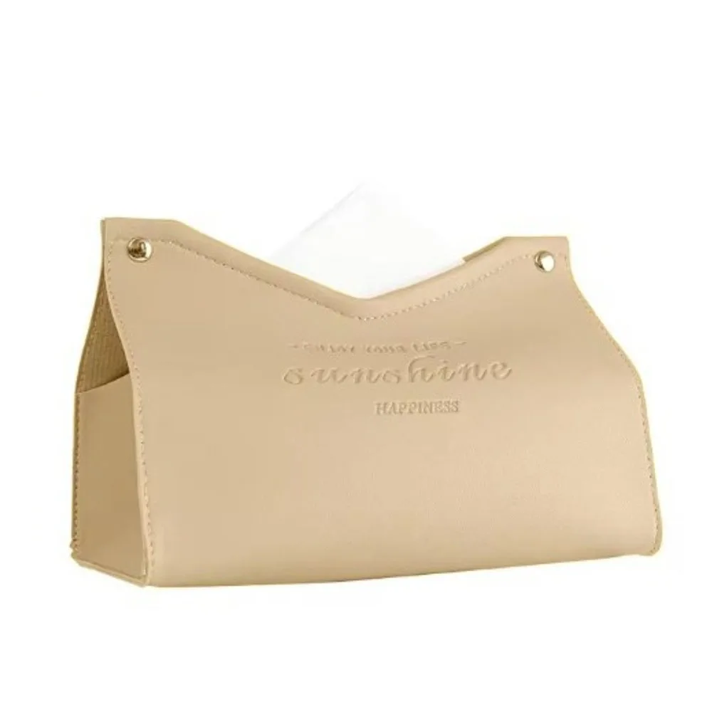 

Waterproof Solid Color Tissue Box Multi-purpose PU Leather Toilet Paper Case Foldable Dispenser Napkin Holder Car
