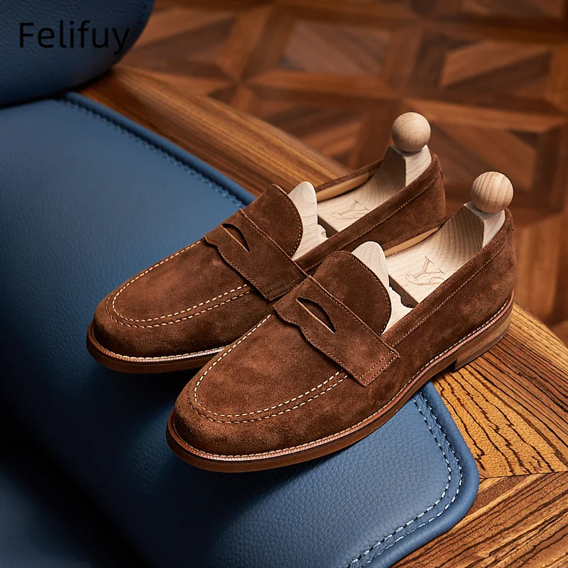 Coffee Color Men Genuine Leather Flat Shoes Formal Office Dress Shoes High Quality Party Wedding Footwear Oxfords Loafers