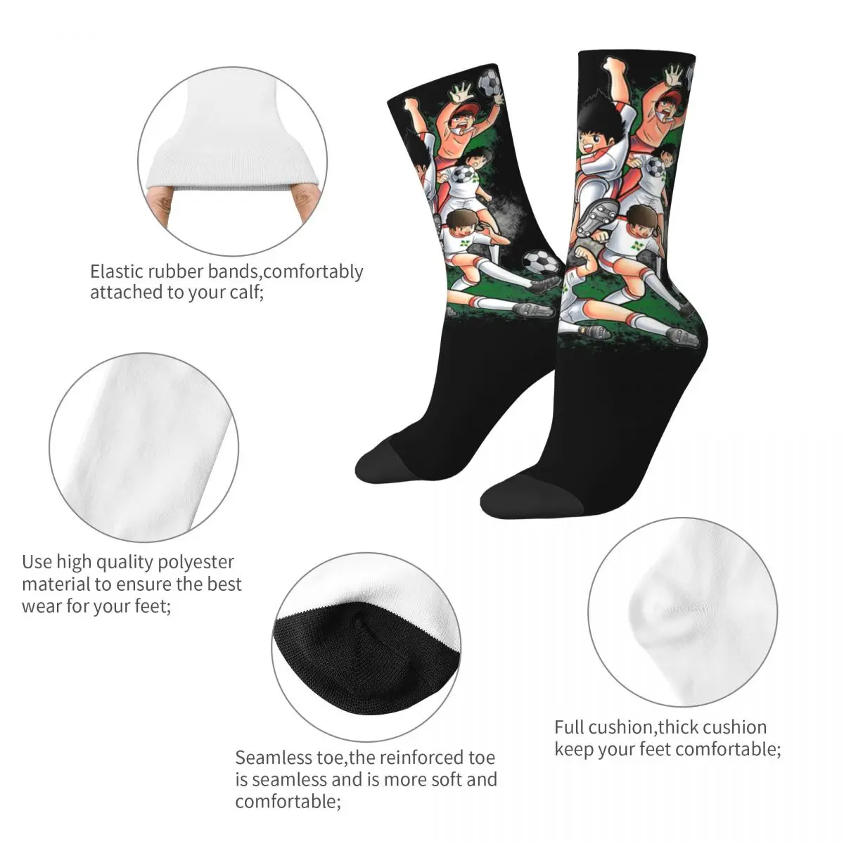 Women Captain Tsubasa Socks Warm Funny Happy Socks Crazy Merchandise Middle TubeSocks Birthday Present