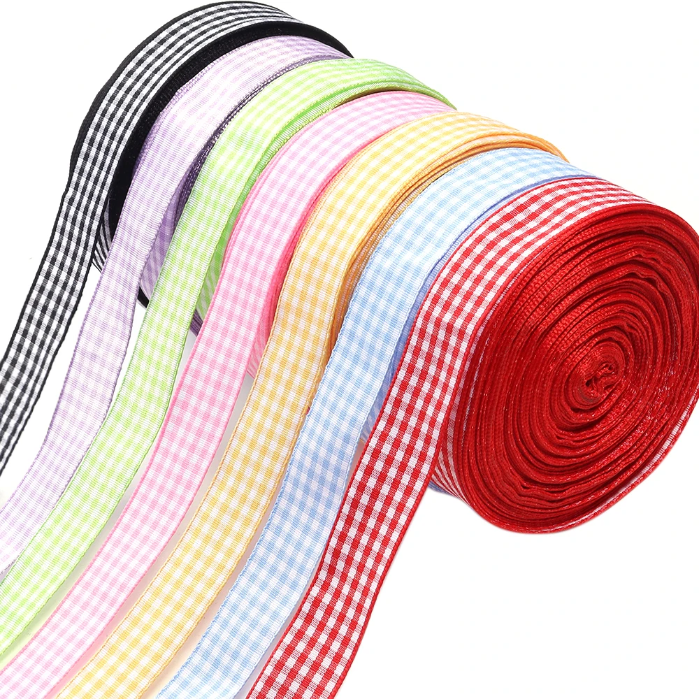10 Yards 6 10 15 20 25mm Karierter Polyester-Geschenkband Bunt für Handgemachte Schleifen, Geschenkverpackungen, DIY-Weihnachts- und Partydekoration – Detail 6