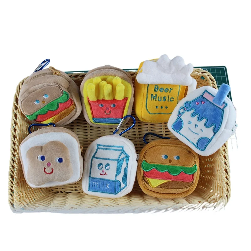 

Cute Kawaii Plush Coin Purse - 3D Food-Themed Wallet for Keys, Earphones, Change - Adorable Girls' Mini Bag Gift