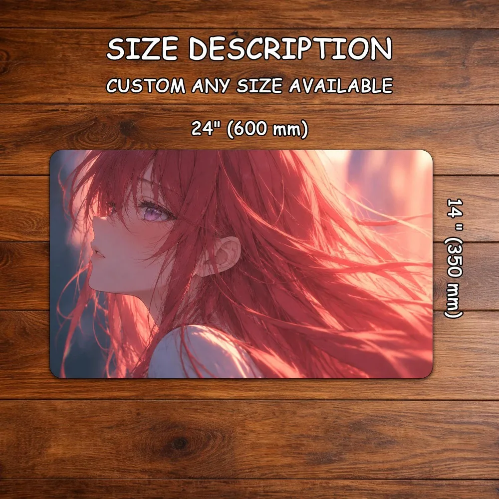 MTG Commander Playmat, Crimson Hair Maiden palymat, Familiar Fantasy Magic The Gathering EDH Card Game Rubber Base Gaming Mat